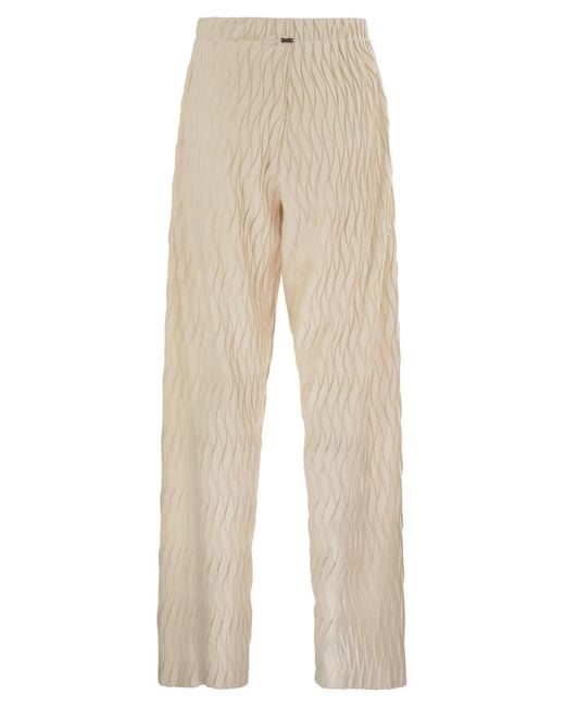 Herno Natural Trousers With Crumpled Effect