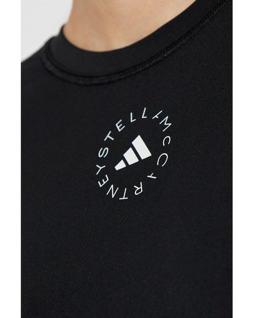 Adidas By Stella McCartney Black Logo Long-Sleeve Cropped T-Shirt for men