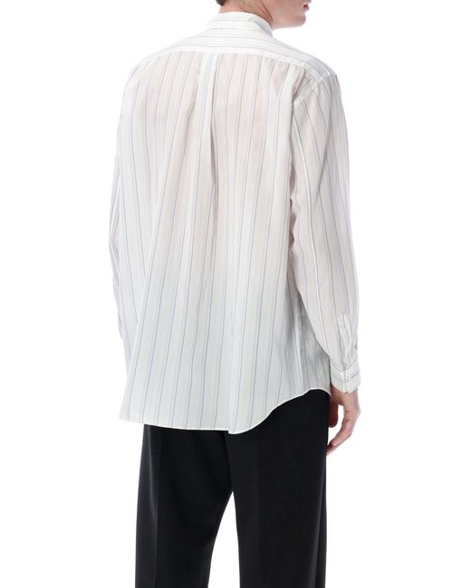 Comme des Garçons White Striped Cupro Shirt for men