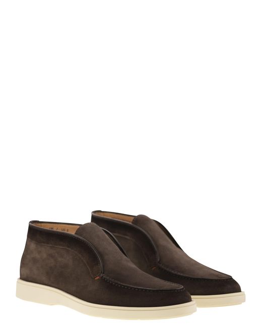 Santoni Brown Suede Desert Boot for men