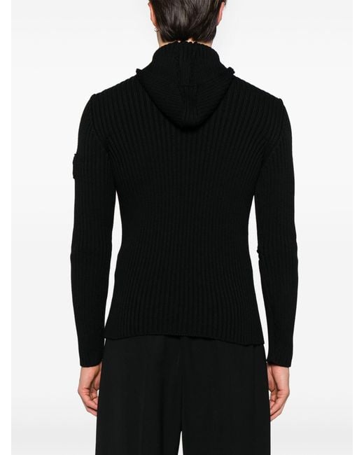 Prada Geribbelde Gebreide Hoodie in het Black voor heren