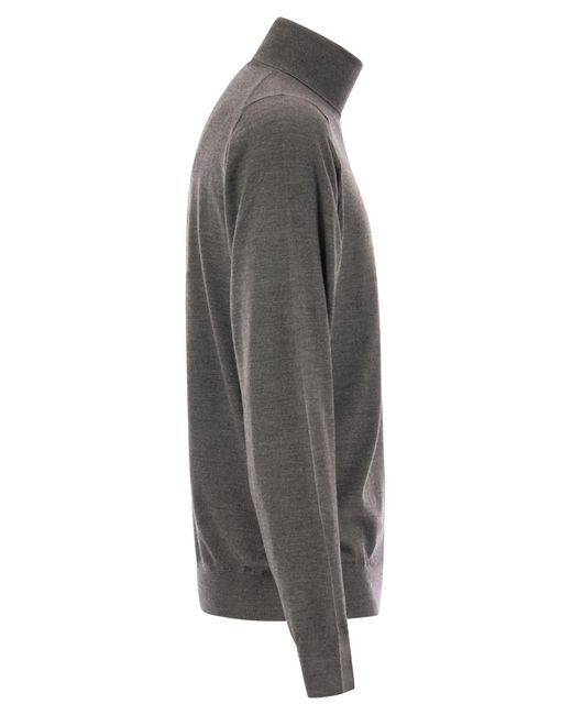 Suéter de cuello de tortuga de en lana virgen Fedeli de hombre de color Gray