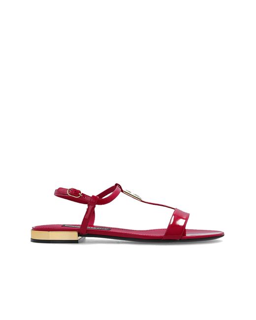 Dolce & Gabbana Red Leather Sandals