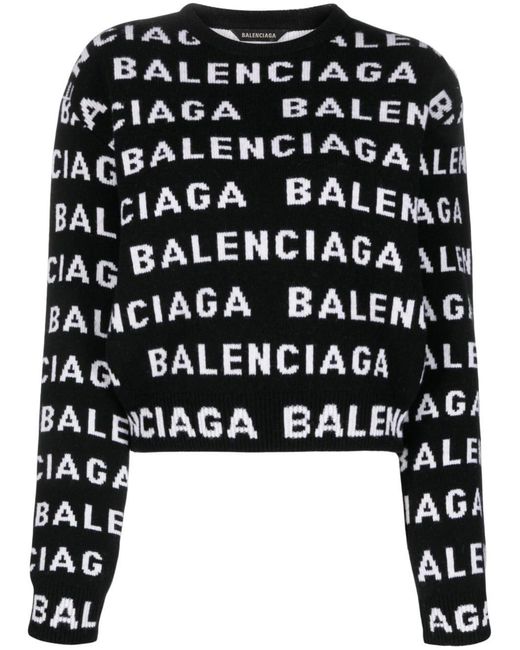 Balenciaga Black Pullover Mit All-Over-Logo