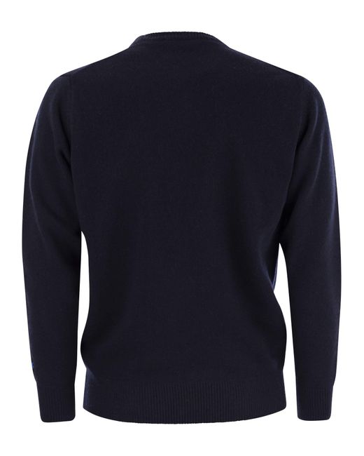 Mc2 Saint Barth Blue Snoopy Chef Jumper In Wool And Cashmere Blend