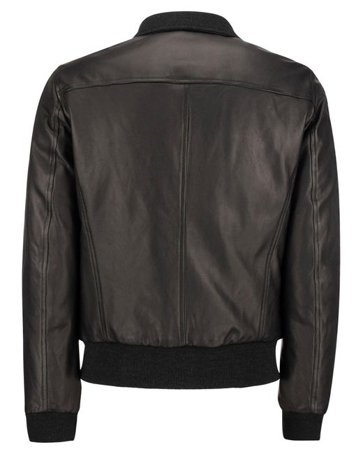 Stewart Black Colorado Padded Leather Jacket for men