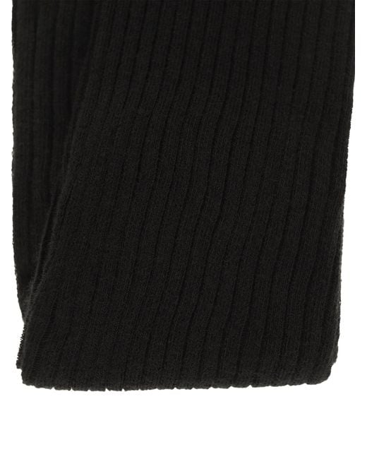 Max Mara Black Zavorra Ribbed Cotton Tights