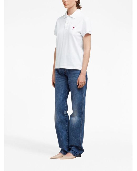 AMI Poloshirt Met Logo in het White voor heren