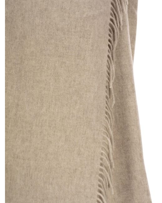 Fabiana Filippi Natural Long Gilet With Integrated Scarf Collar