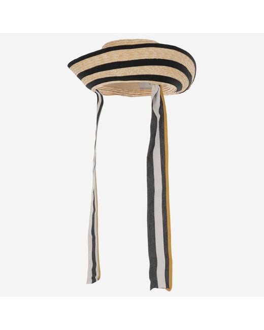 ALEXIA ALVAREZ DE TOLEDO Black Asymmetrical Raffia Hat