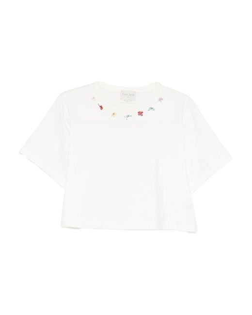 Forte_forte White Embroidered Cotton T Shirt