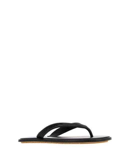 Bottega Veneta Black Rubber Sampieri Thong Slippers
