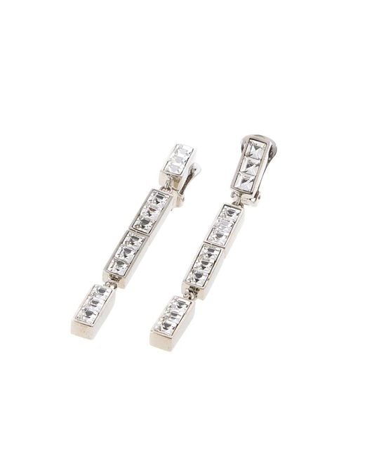 Alessandra Rich White Crystal Pendant Earrings