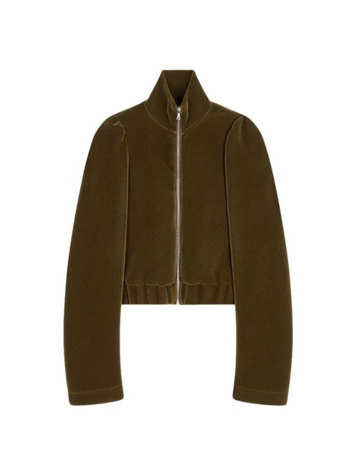 Dries Van Noten Green Short, Fitted Bomber Jacket With Elasticated Waist for men