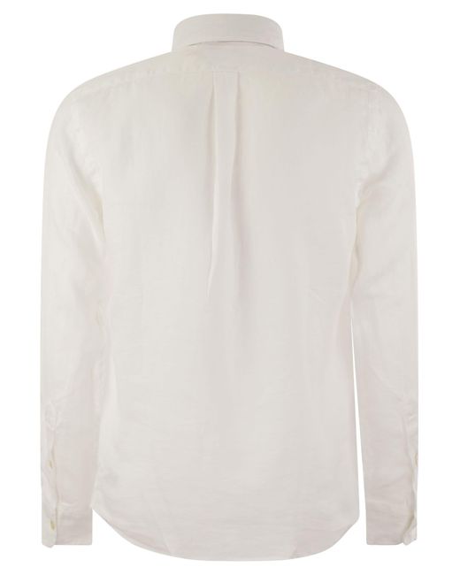 Polo Ralph Lauren Custom Fit Linen Shirt in het White