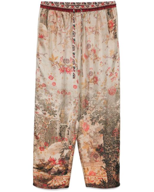 Pantalones de seda estampados Pierre Louis Mascia de color Natural