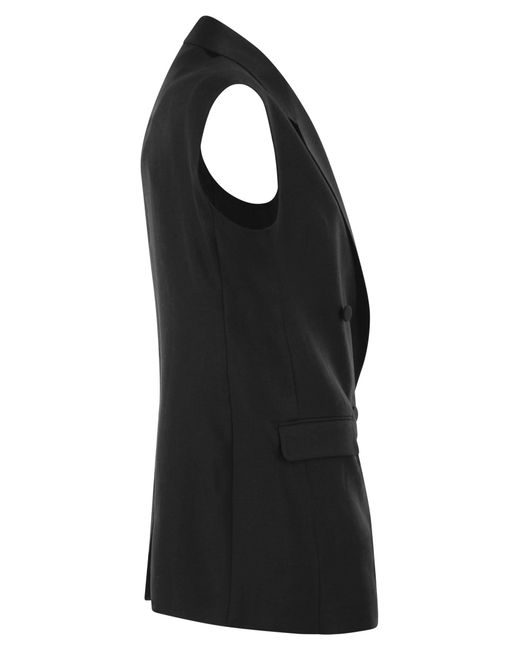 Chaleco de lino con doble botonadura Tagliatore de color Black