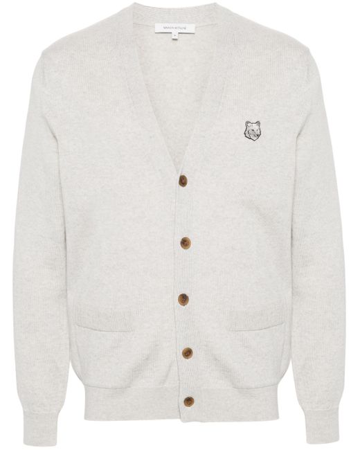Maison Kitsuné Bold Fox Head Wollcardigan in White für Herren