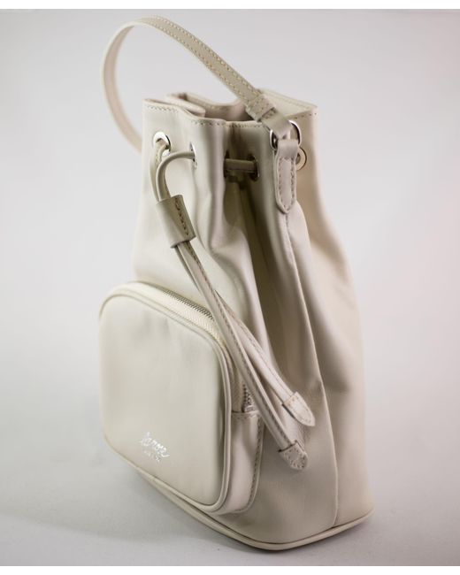 LA ROSE Gray Leather Satchel Bag