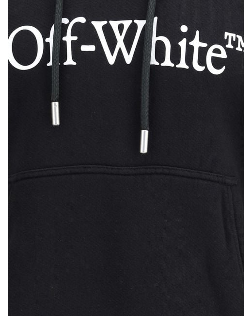 Off-White c/o Virgil Abloh Black Relaxed Fit Cotton Hoodie With Front Logo Print for men