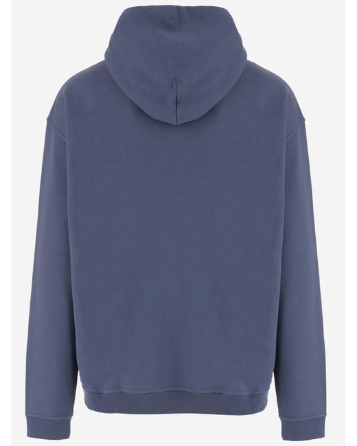 Maison Margiela Blue Cotton Sweatshirt With Subtle Embroidered Logo for men
