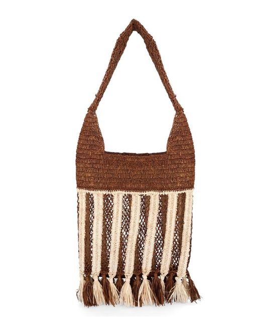 Isabel Marant Brown Bayia Mini Raffia Crossbody Bag