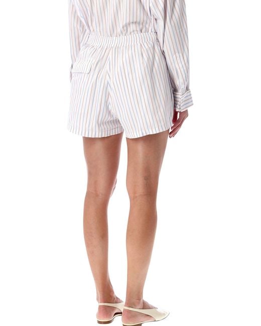 Remain White Striped Poplin Shorts