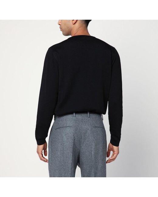 Roberto Collina Black Crew Neck Wool Sweater