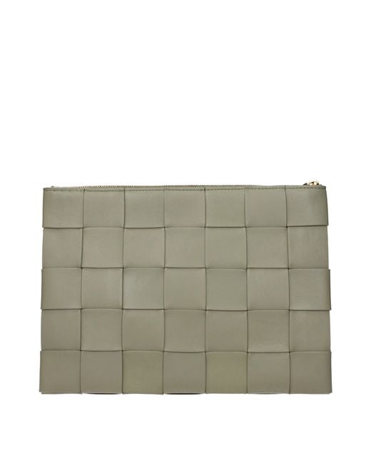 Bottega Veneta Green Cassette Pochette Leather/Travertine