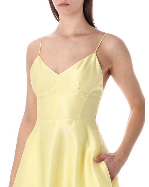 Alberta Ferretti Yellow Alberta Ferretti Silk Organza Midi Dress