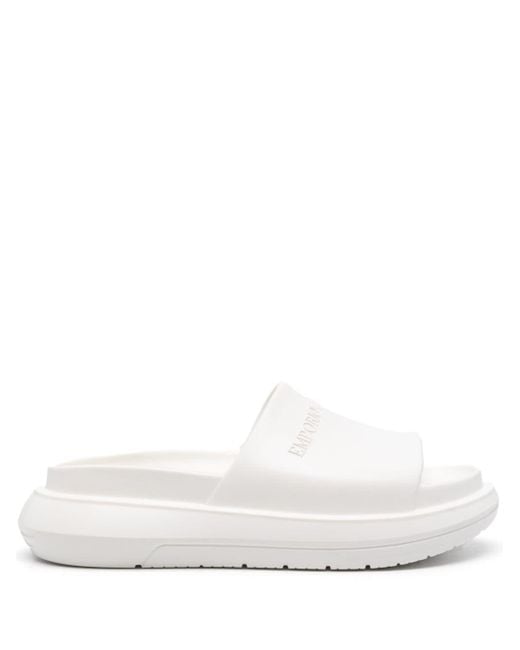 Emporio Armani White Logo Slides for men