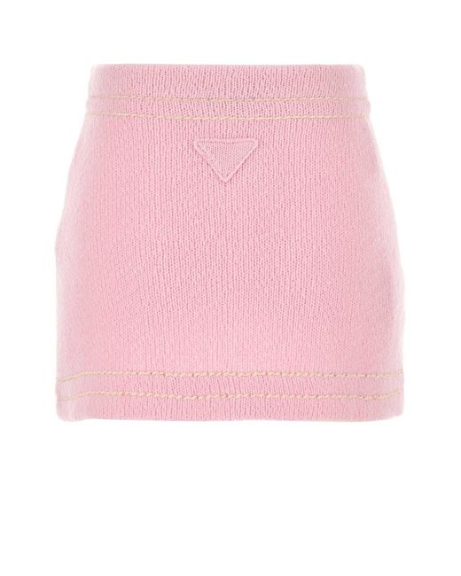 Prada Pink Cashmere Mini Skirt