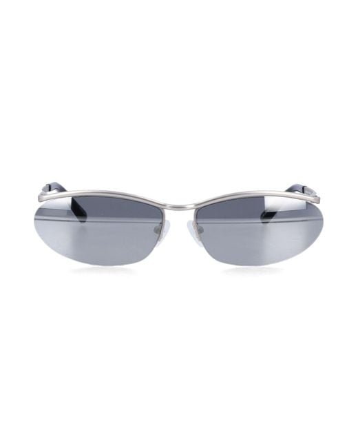 The Attico Blue Sleek Mini Oval Metal Sunglasses