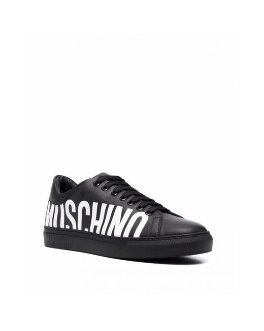 Moschino Couture Black Logo Leather Sneakers for men