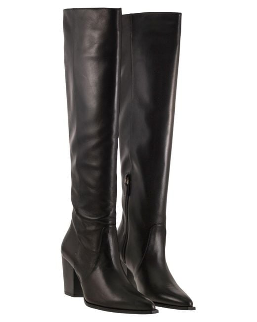 Stuart Weitzman Black Jolene Lederstiefel