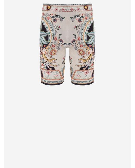 Just Cavalli Red Printed Viscose Shorts for men