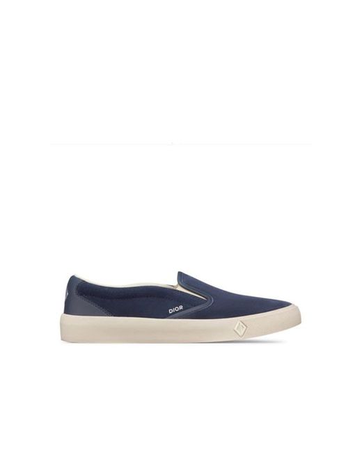 Dior Blue Leather Slip-on Sneakers for men