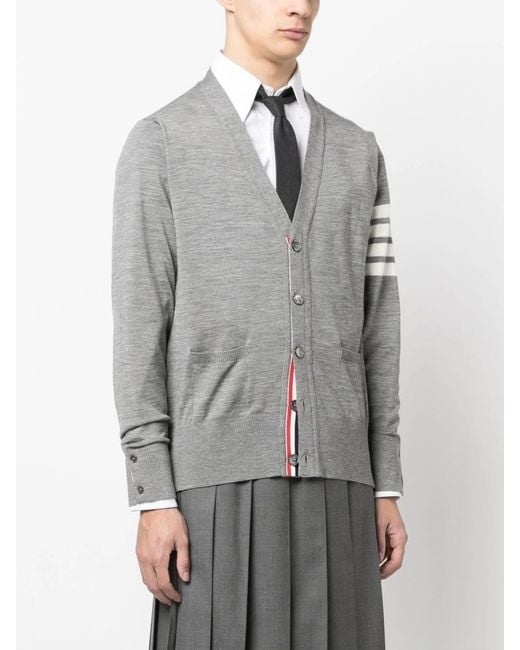 Thom Browne Gray 4-Bar Cardigan for men