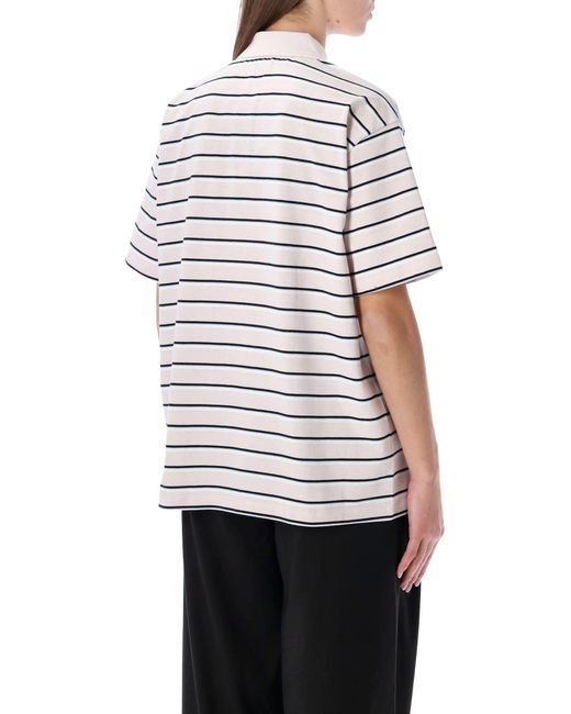 ROTATE BIRGER CHRISTENSEN White Striped Organic-cotton Jersey Polo