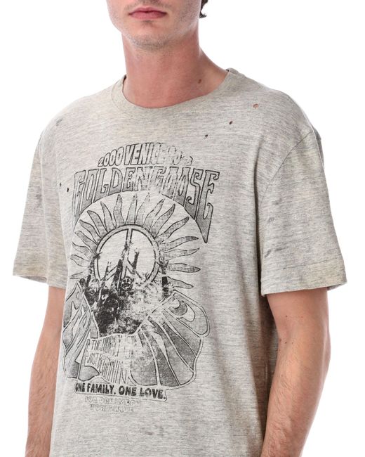 Golden Goose Deluxe Brand Gray Vintage Print Cotton T-Shirt for men