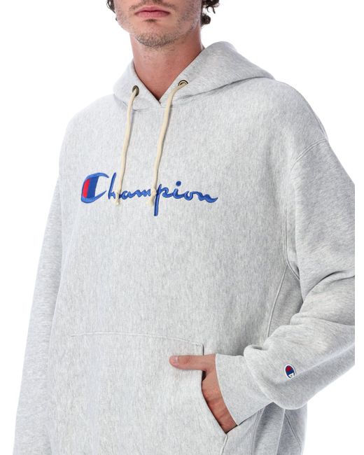 Champion Gray Relaxed-Fit Hoodie With Logo