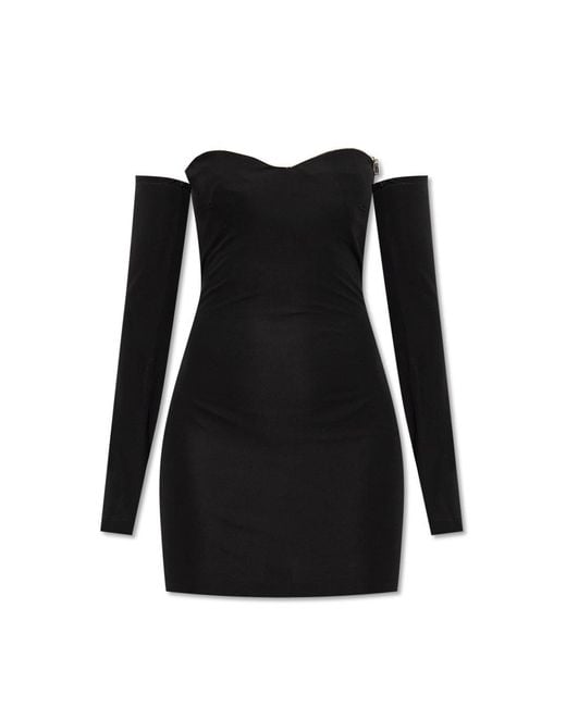 DSquared² Black Off-Shoulder Mini Dress