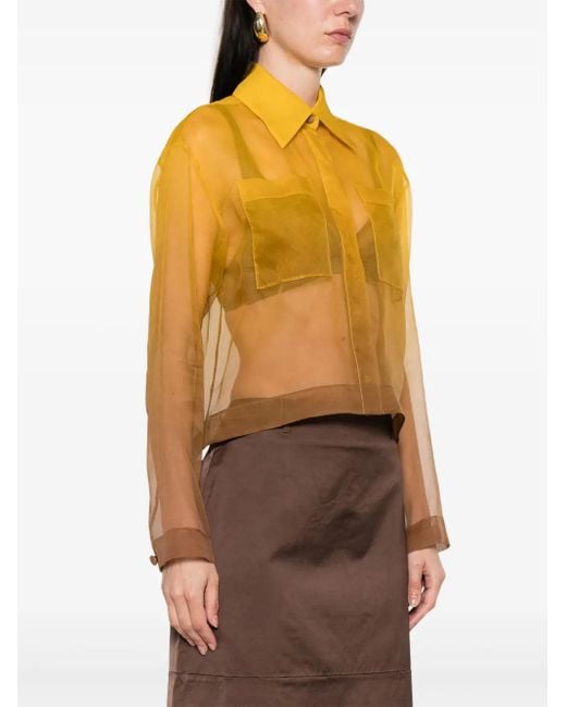 Max Mara Semi Sheer Shirt in het Yellow