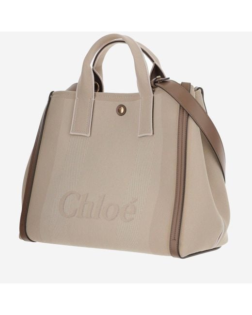 Chloé Natural Chloé Carry Canvas Tote Bag