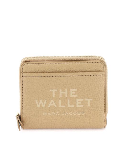 Marc Jacobs De Lederen Mini Compacte Portemonnee in het Natural