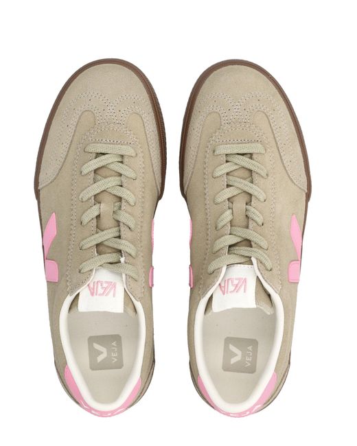 Veja Pink Volley Suede Taupe Malibu Bark Sneakers