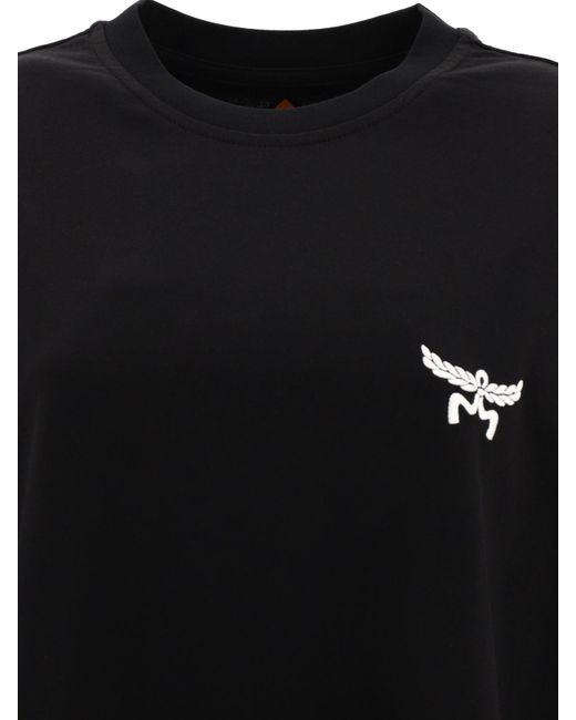 MCM Black T -Shirt mit bestickten Logo