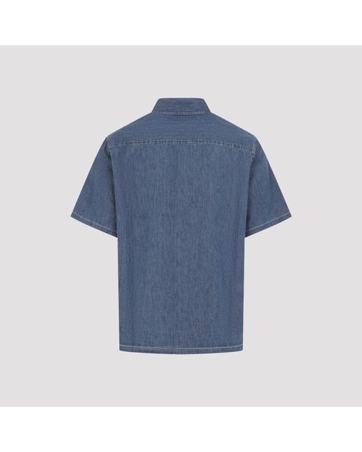 Céline Blue Cotton Bowling Shirt for men