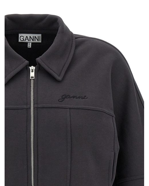 Ganni 'heavy Terry Jersey' Bomberjack in het Black