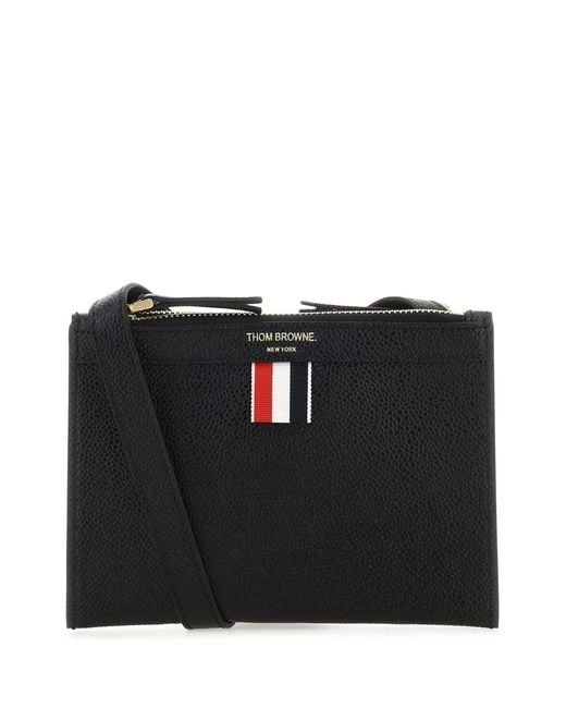 Thom Browne Black Leather Mini Document Holder for men